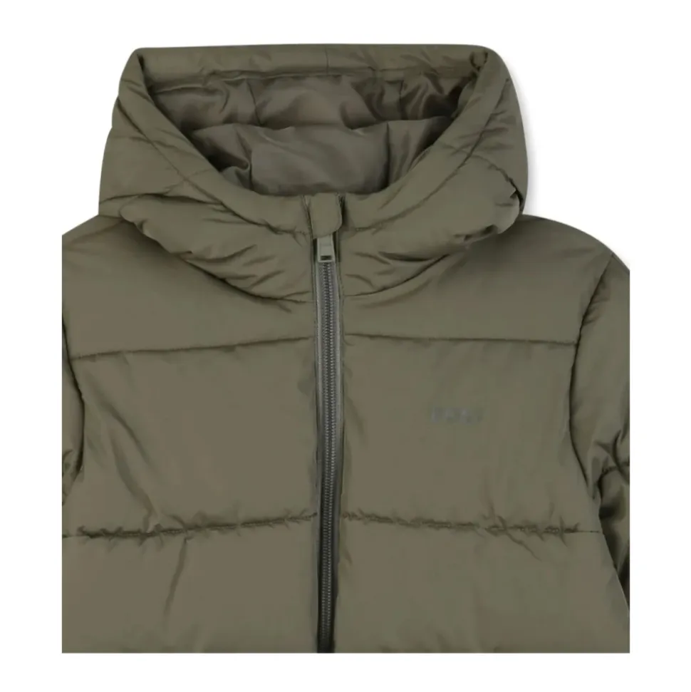 Manteau Vert Matelassé avec Capuche