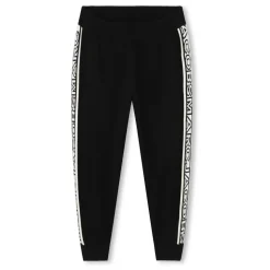 Pantalon de survêtement noir élastiqué à logo jacquard