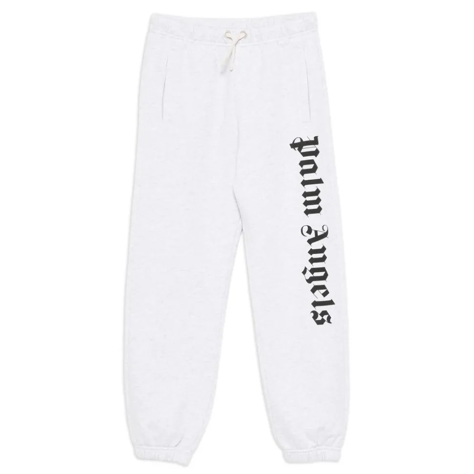 Pantalon en Coton Gris avec Imprimé Logo
