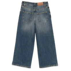 Pantalon en Denim Bleu Clouté