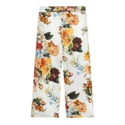 Pantalon en popeline de coton imprimé fleurs