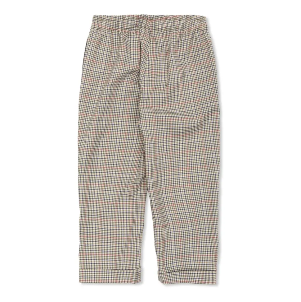 Pantalon en popeline de coton micro-carreaux
