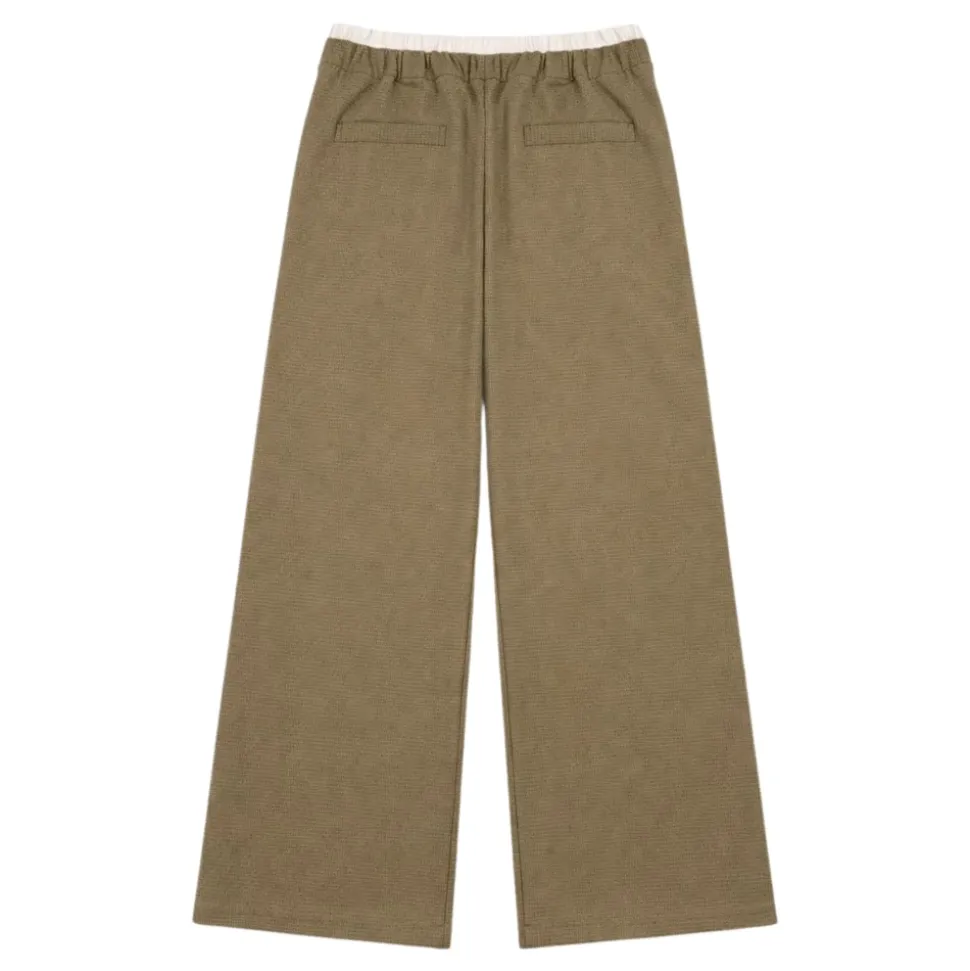 Pantalon Évasé à Micro-Carreaux