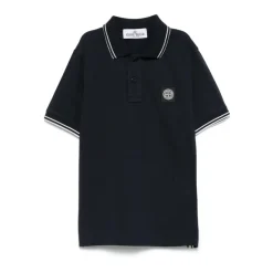 Polo Bleu avec Bordure Rayée