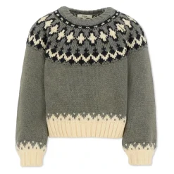 Pull Crop Motif Nordique Gris