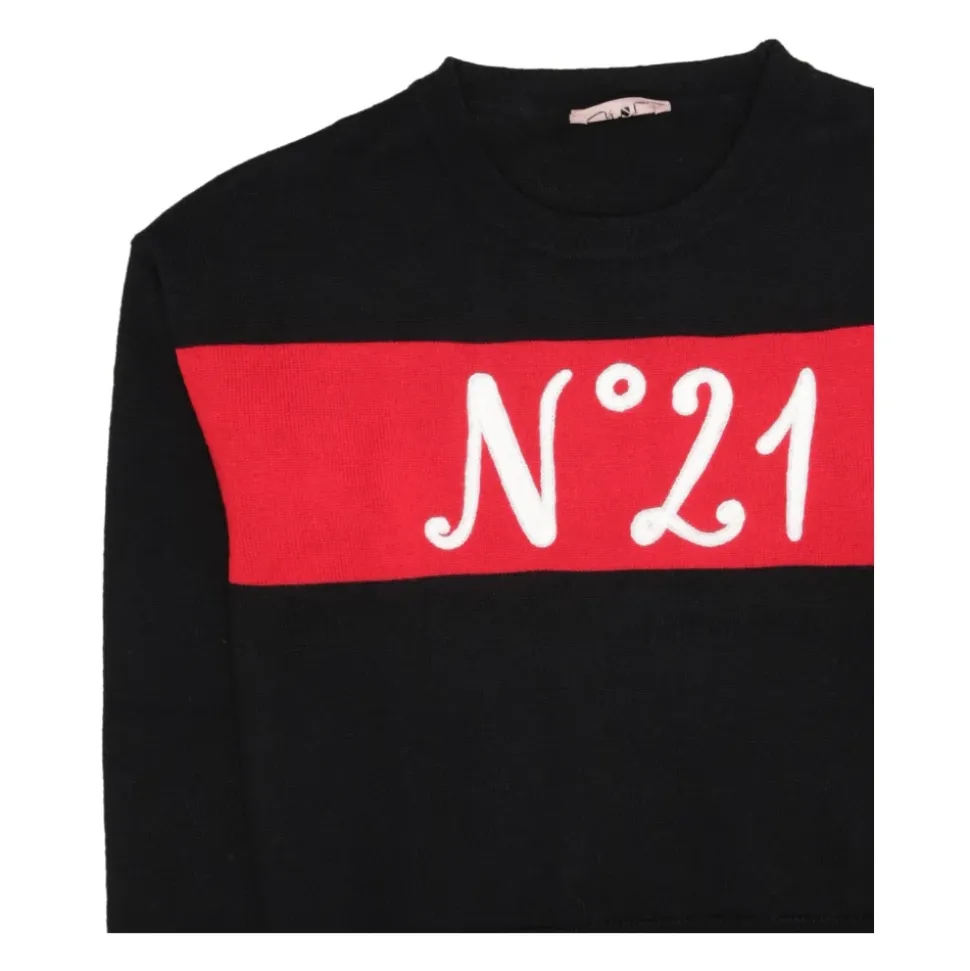 Pull en coton noir avec logo N 21
