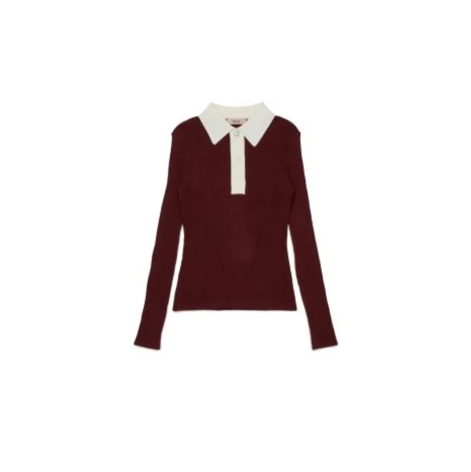 Pull en maille côtelée orné de cristaux
