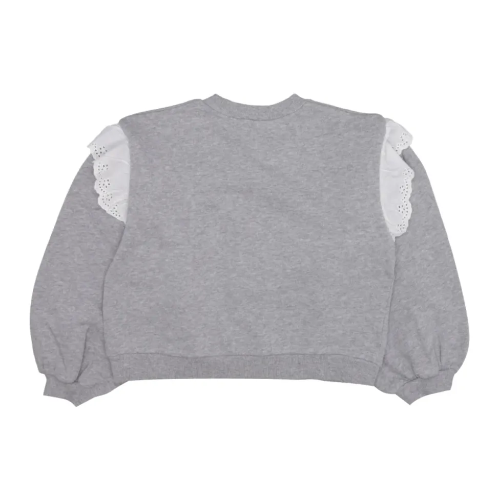 Pull gris clair avec volants