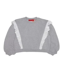 Pull gris clair avec volants