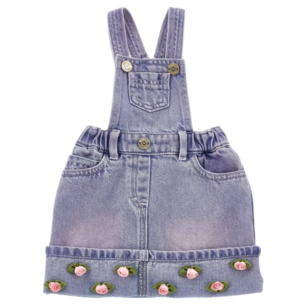 Salopette en jean avec petites roses