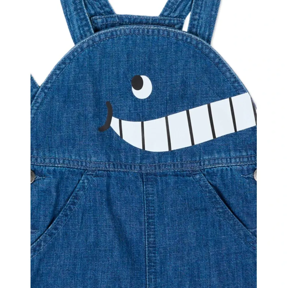 Salopette en jean motif baleine
