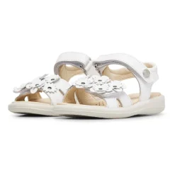 Sandale en cuir avec fleurs appliquées