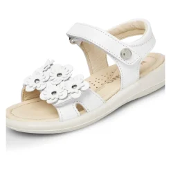 Sandale en cuir avec fleurs appliquées