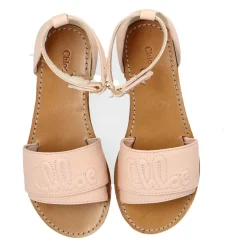 Sandales en cuir avec logo brodé