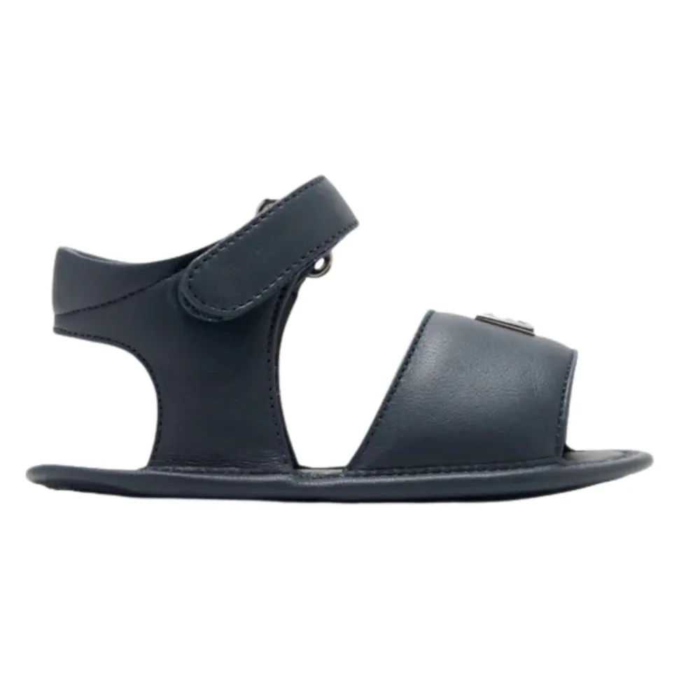 Sandales en cuir d'agneau Nappa avec logo métallique 3D