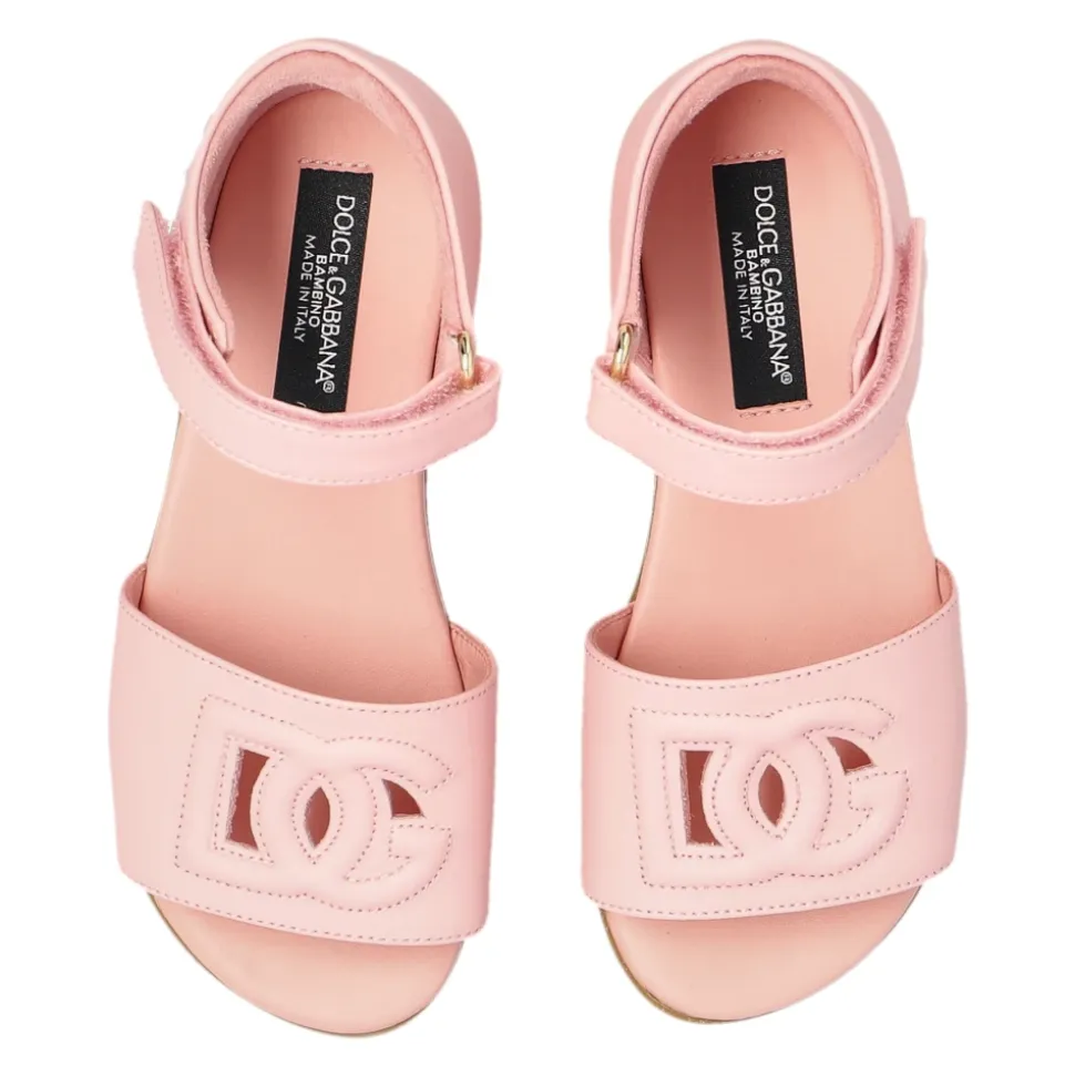 Sandales en cuir de veau avec logo DG ajouré