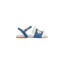 Sandales Plates en Denim avec Volants