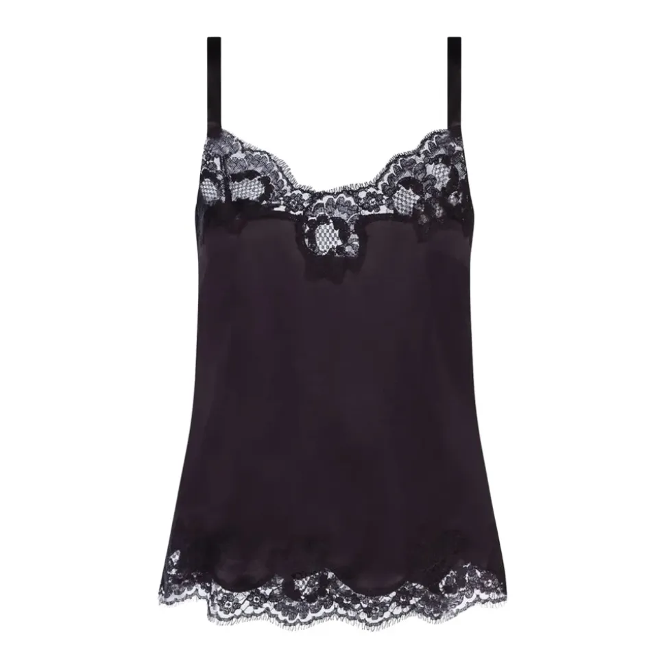 Satin Lace Trim Top