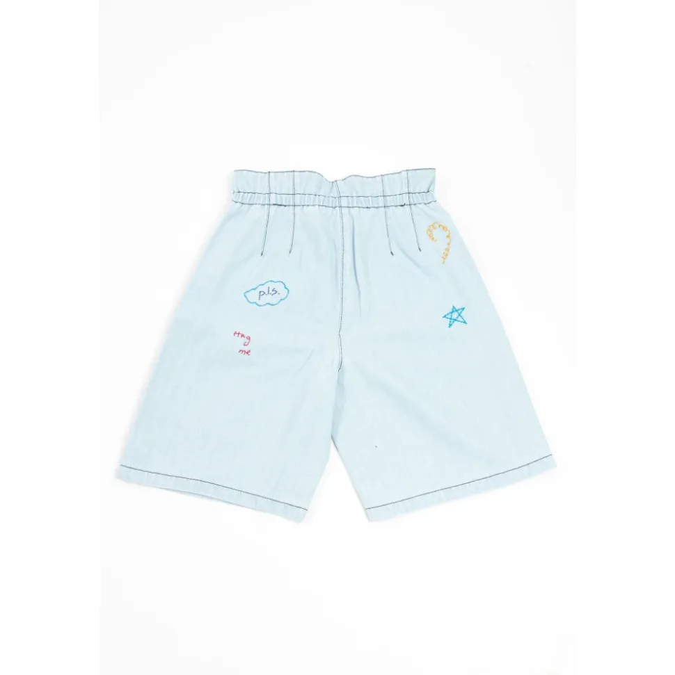 Short en denim Xhuni avec broderie à la main