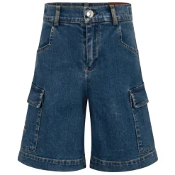 Shorts Bermuda Cargo en Coton Stretch avec Logo