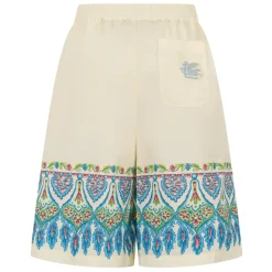 Shorts Bermuda en popeline de coton avec imprimé floral placé