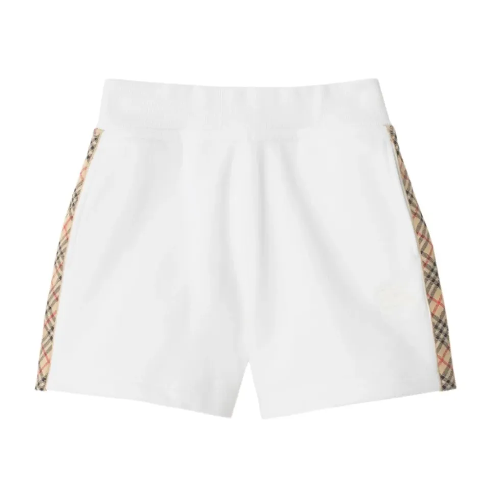 Shorts à carreaux blancs avec taille élastique