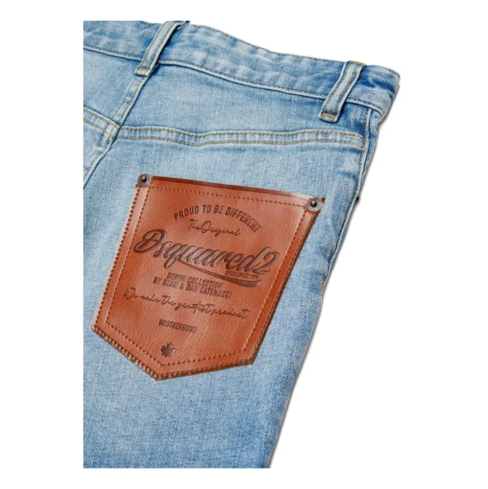Shorts en jean Dsquared2 avec patch en similicuir