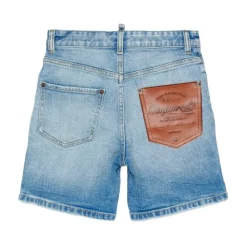 Shorts en jean Dsquared2 avec patch en similicuir