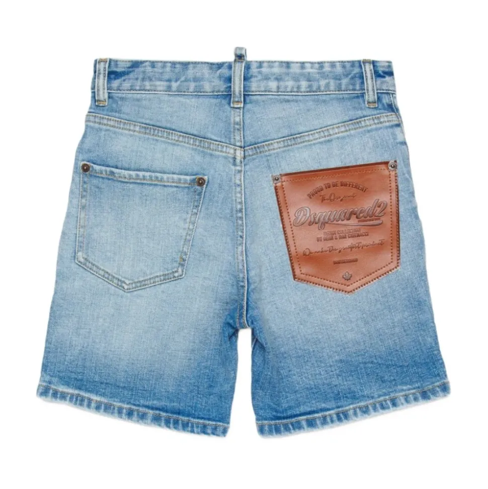Shorts en jean Dsquared2 avec patch en similicuir