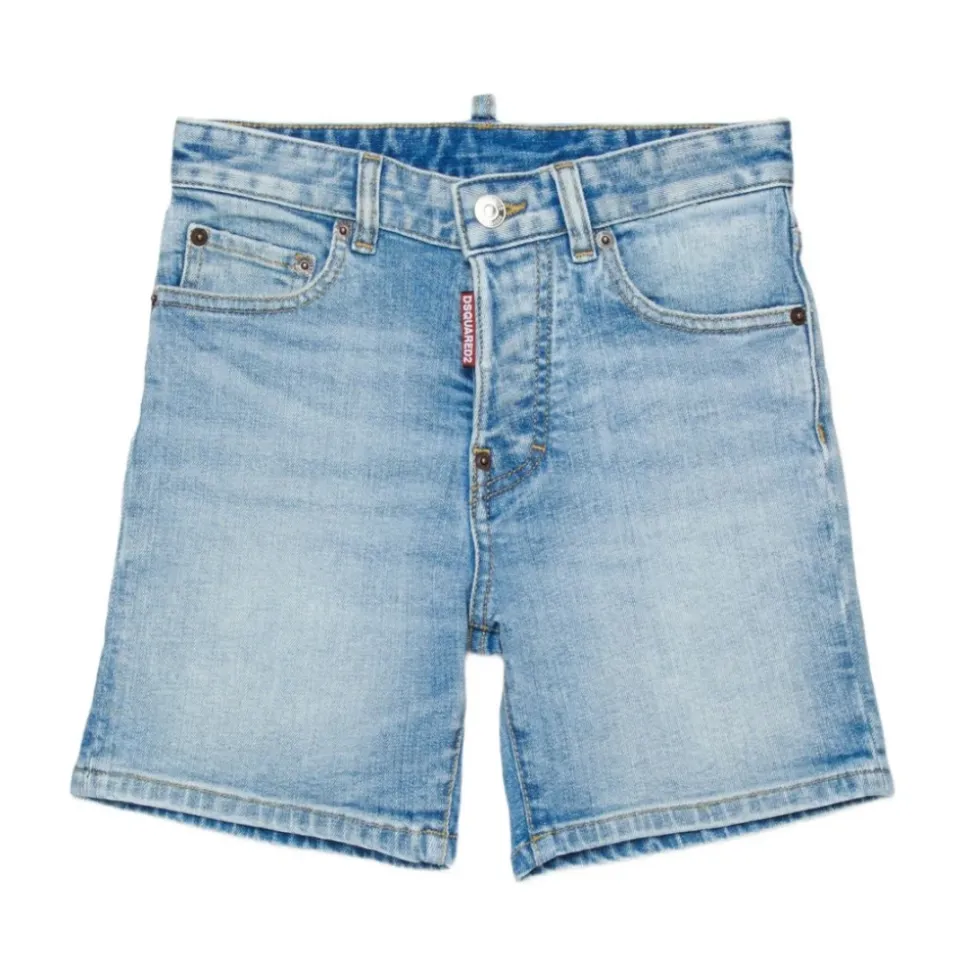 Shorts en jean Dsquared2 avec patch en similicuir
