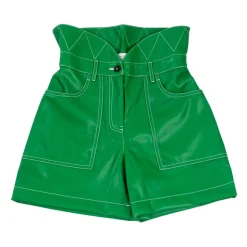 Shorts taille haute couleur unie avec poches diagonales