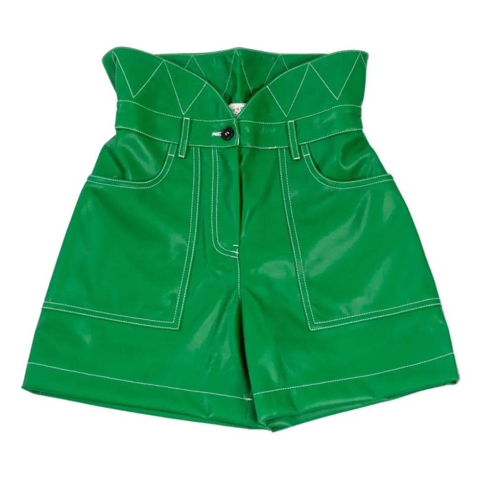 Shorts taille haute couleur unie avec poches diagonales