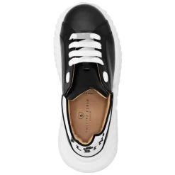 Sneakers basses en cuir avec insert hexagonal sur la semelle