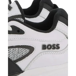 Sneakers Blanches Panneaux en Maille Semelle en Caoutchouc