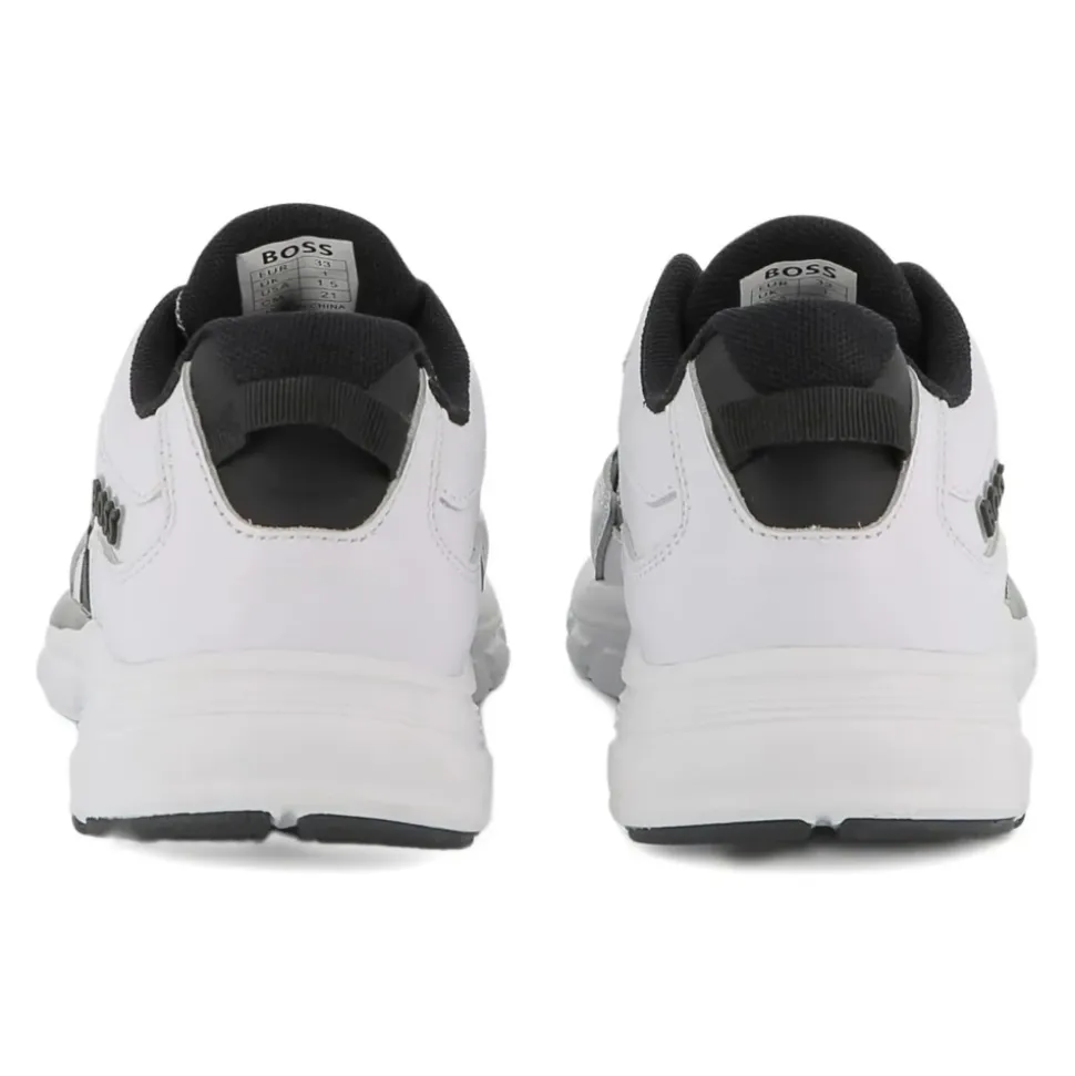 Sneakers Blanches Panneaux en Maille Semelle en Caoutchouc