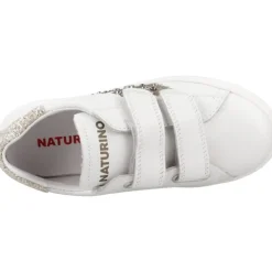Sneakers Blanches à Velcro Scintillantes pour Enfants