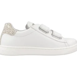 Sneakers Blanches à Velcro Scintillantes pour Enfants