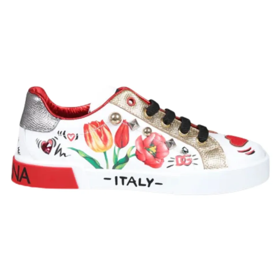Sneakers à imprimé graffiti et pierres précieuses