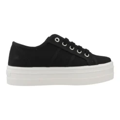 Sneakers Plateforme en Toile Blanche