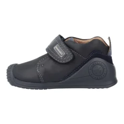 Sneakers Velcro en Cuir Bleu