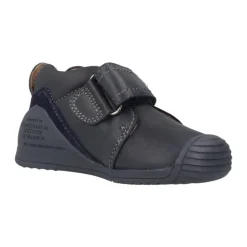 Sneakers Velcro en Cuir Bleu