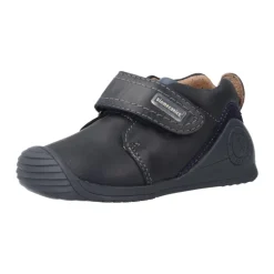 Sneakers Velcro en Cuir Bleu