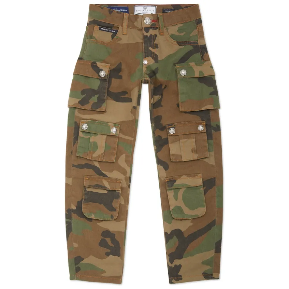 Strass Denim Cargo Trousers