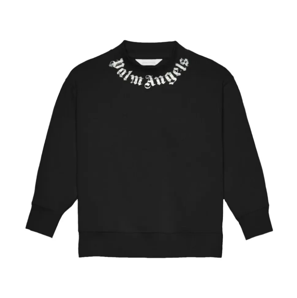 Sweatshirt à col rond avec logo sur le col brossé