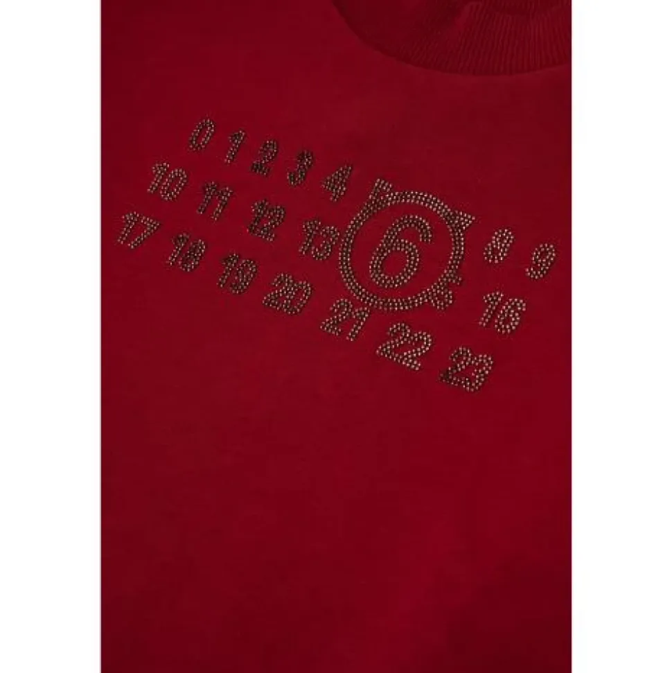 Sweatshirt court à col rond avec logo strass