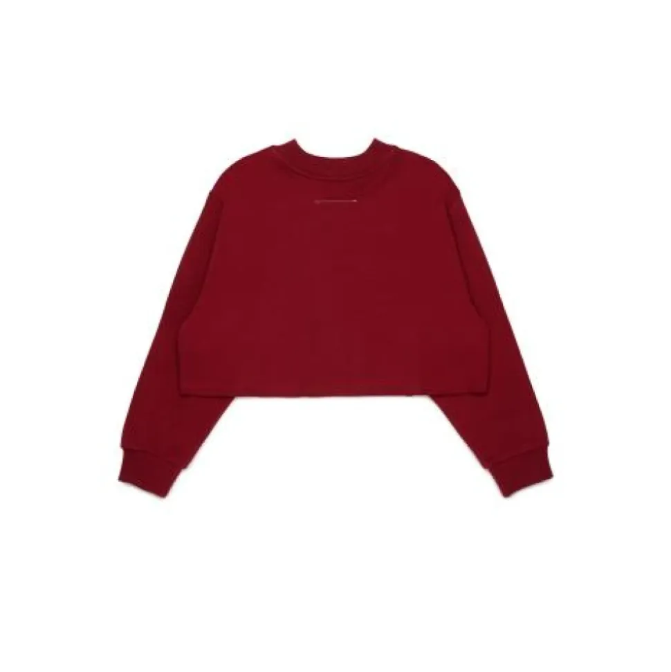 Sweatshirt court à col rond avec logo strass