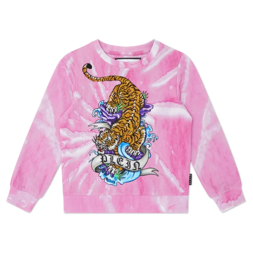 Sweat-shirt Tie-dye ML avec Tatouage de Cristaux