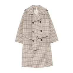 Trench-coat à double boutonnage à carreaux