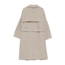 Trench-coat à double boutonnage à carreaux