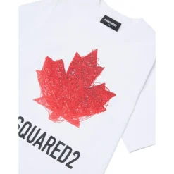 T-shirt en coton avec imprimé feuille d'érable